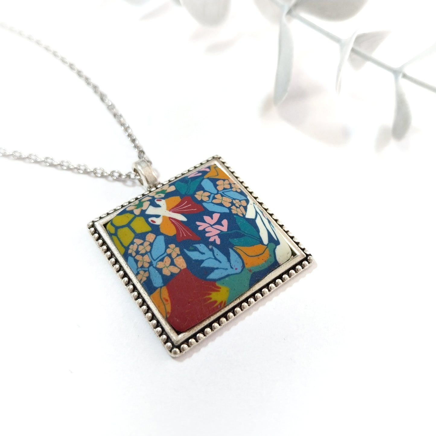 Large Square Pendant Necklace