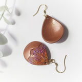 Shiny bronze clay drop earrings