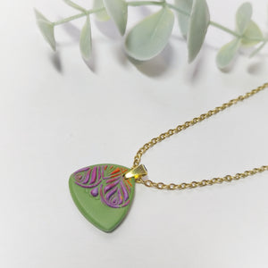 Green Winter Bloom Mini Marga Clay Charm Necklace