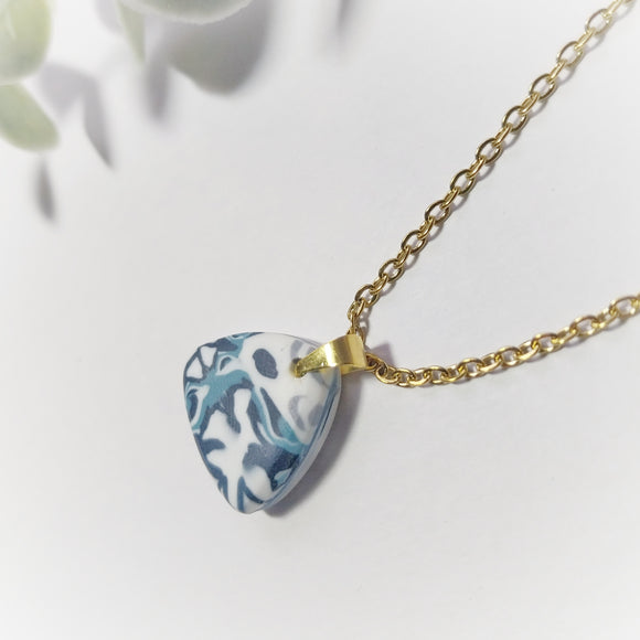 Blue clay charm necklace