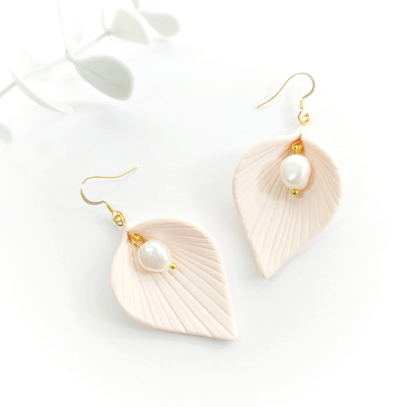 Bridal Blush Statement Earrings - Cala lilies