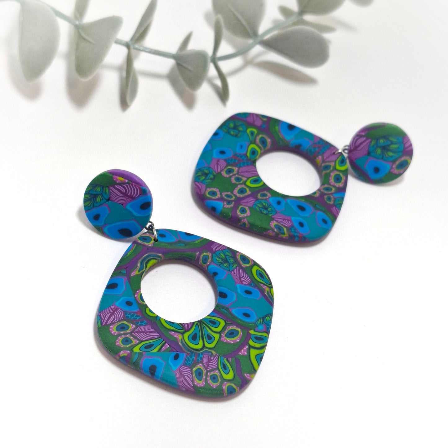 Ana Statement Earrings - Peacock