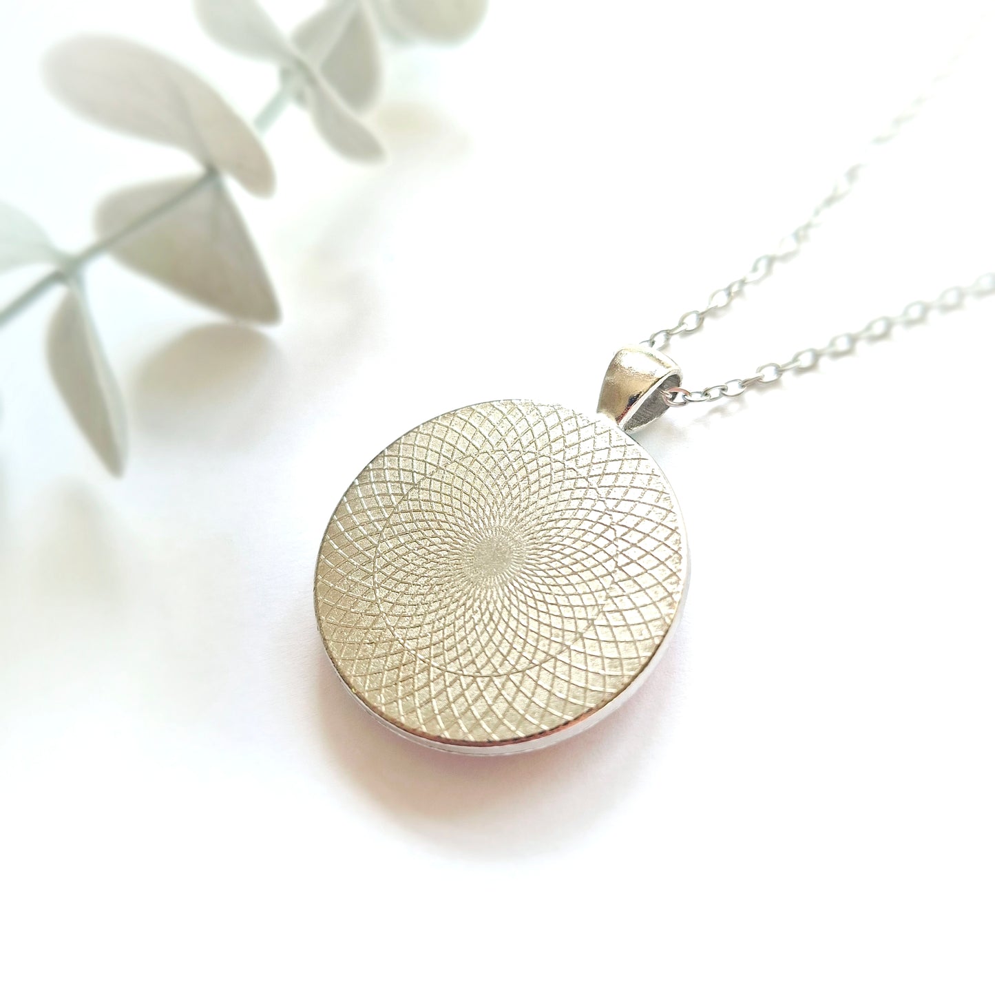 Large Round Pendant Necklace - Cherry Blossom