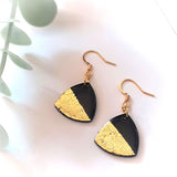 Black & Gold Marga dangly clay earrings