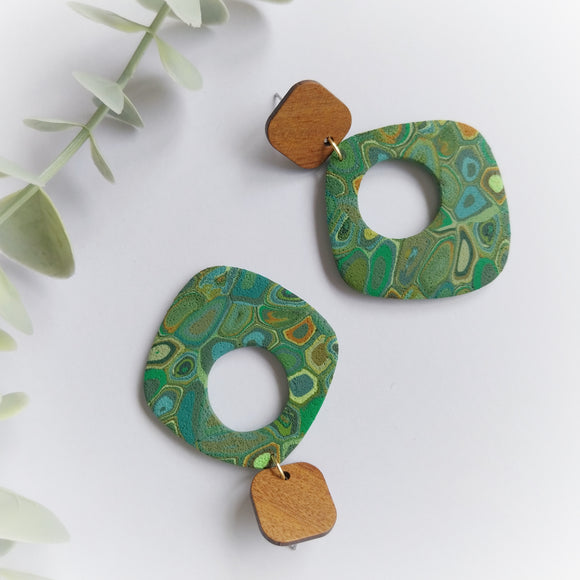 Statement earrings with wooden studs