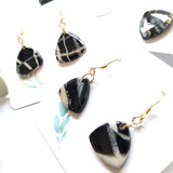 Black marble effect  Marga clay earrings