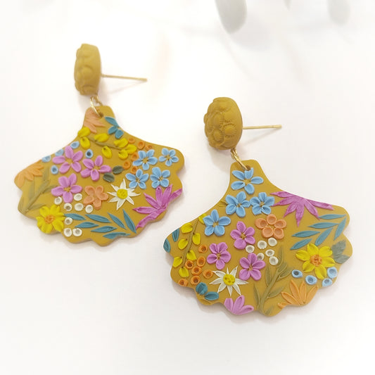Sophia Statement Earrings - Mustard