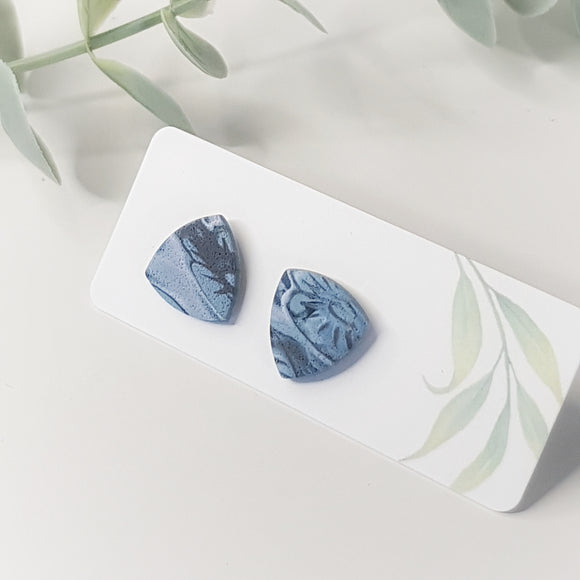 Small Marga Studs - Blue Patterned