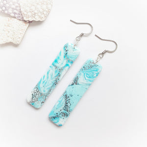 Turquoise bar earrings - silver finish