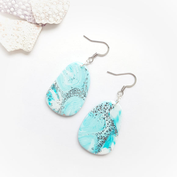 Turquoise pebbles - silver finish