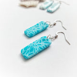 Turquoise mini bar earrings - silver finish