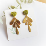 Brass leaf drop earrings