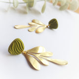 Brass leaf drop earrings